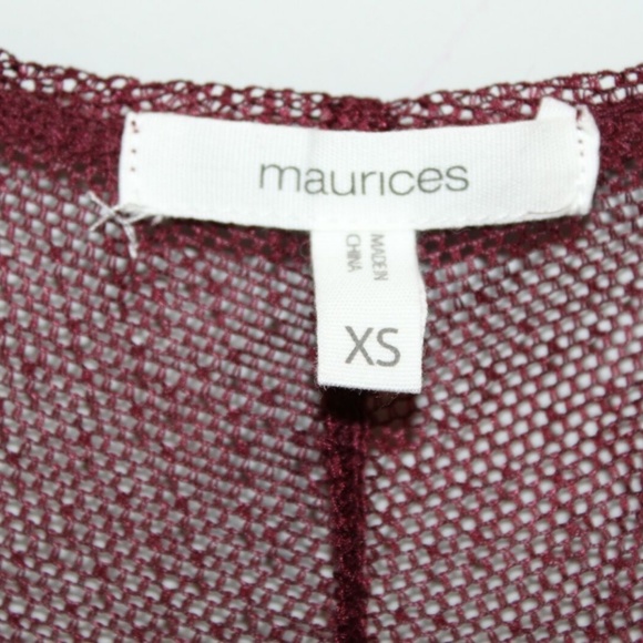 Maurices Lace Open Front Kimono Burgundy HW6543 - Picture 5 of 8